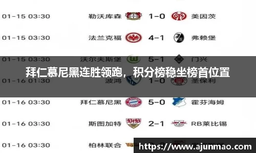 拜仁慕尼黑连胜领跑，积分榜稳坐榜首位置